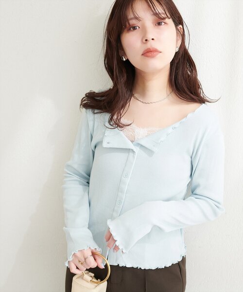 natural couture(ナチュラルクチュール)の「レースデザインカットソー(Tシャツ/カットソー・レディース・オフホワイト/サックスブルー/ピンク/ネイビー・FREE)」の15枚目の写真