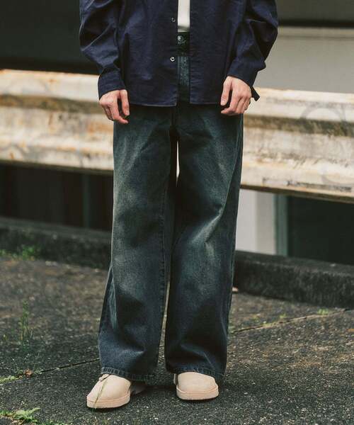 クーティ　ワイドデニムパンツ　Black Fade COOTIE PRODUCTIONS - 12.5oz Denim 5 Pocket Square Leg Pants