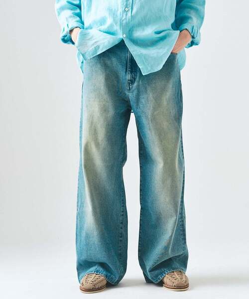 417 EDIFICE（フォーワンセブンエディフィス）の「12.5OZ フェードグレー ワイドデニム（デニムパンツ・メンズ・ネイビー/ブラック/チャコールグレー/ライトグレー/グリーン・MEDIUM/LARGE）」の14枚目の写真