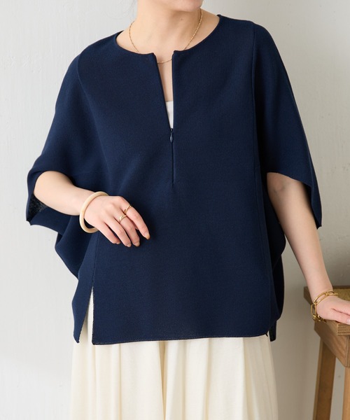 COLLAGE GALLARDAGALANTE（コラージュガリャルダガランテ）の「変形ドルマンシアーニット/WEB限定カラー展開（Tシャツ/カットソー・レディース・ネイビー/ブラック/ホワイト/ブルー・FREE）」の3枚目の写真