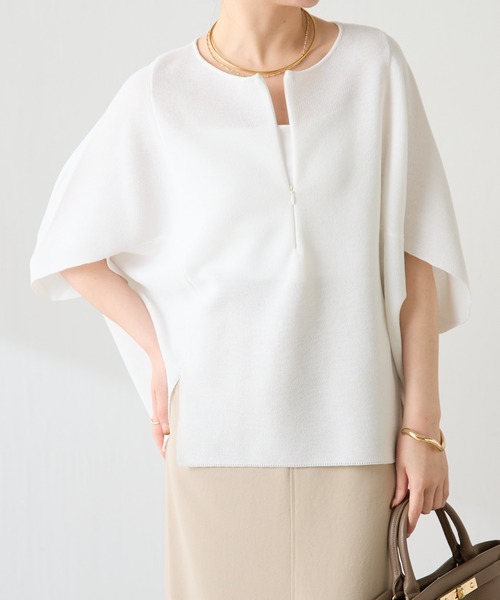 COLLAGE GALLARDAGALANTE（コラージュガリャルダガランテ）の「変形ドルマンシアーニット/WEB限定カラー展開（Tシャツ/カットソー・レディース・ネイビー/ブラック/ホワイト/ブルー・FREE）」の5枚目の写真