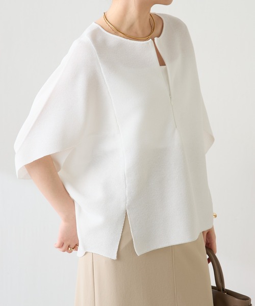 COLLAGE GALLARDAGALANTE（コラージュガリャルダガランテ）の「変形ドルマンシアーニット/WEB限定カラー展開（Tシャツ/カットソー・レディース・ネイビー/ブラック/ホワイト/ブルー・FREE）」の10枚目の写真