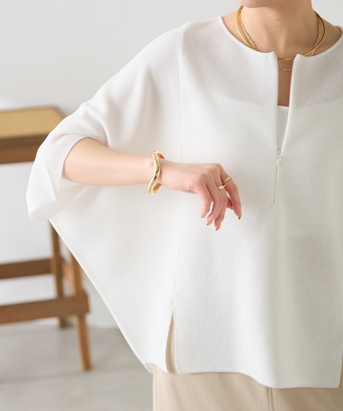 COLLAGE GALLARDAGALANTE（コラージュガリャルダガランテ）の「変形ドルマンシアーニット/WEB限定カラー展開（Tシャツ/カットソー・レディース・ネイビー/ブラック/ホワイト/ブルー・FREE）」の11枚目の写真