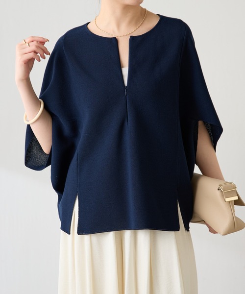 COLLAGE GALLARDAGALANTE（コラージュガリャルダガランテ）の「変形ドルマンシアーニット/WEB限定カラー展開（Tシャツ/カットソー・レディース・ネイビー/ブラック/ホワイト/ブルー・FREE）」の18枚目の写真