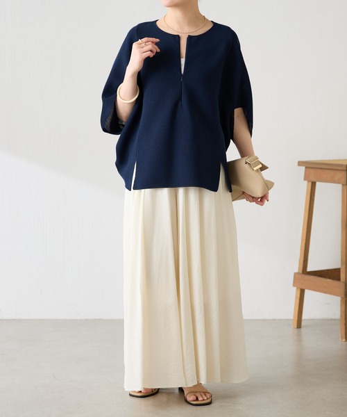 COLLAGE GALLARDAGALANTE（コラージュガリャルダガランテ）の「変形ドルマンシアーニット/WEB限定カラー展開（Tシャツ/カットソー・レディース・ネイビー/ブラック/ホワイト/ブルー・FREE）」の13枚目の写真