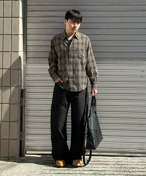 BASEMOMENT(ベースモーメント)の「ピグメントダイチェックシャツライトブラウン(シャツ/ブラウス・メンズ・その他・M/L/XL)」の10枚目の写真