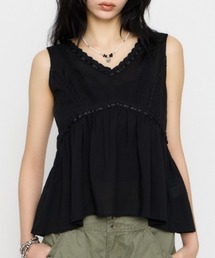 SOFT LACE NOSLEEVE トップス