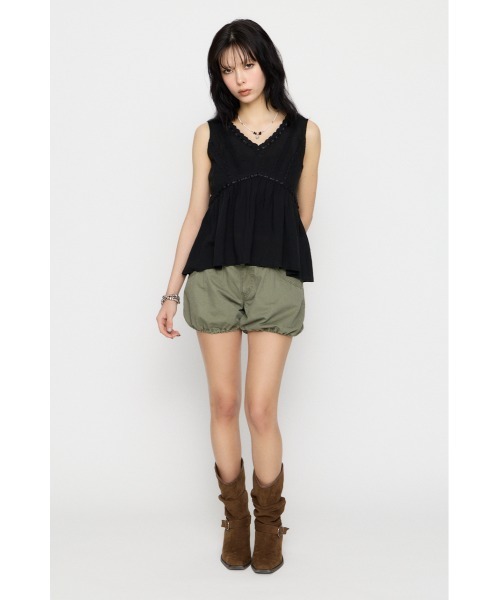 LAGUA GEM（ラグアジェム）の「SOFT LACE NOSLEEVE トップス（タンクトップ・レディース・ブラック/カーキ/ホワイト・FREE）」の19枚目の写真