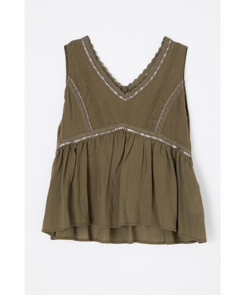 LAGUA GEM（ラグアジェム）の「SOFT LACE NOSLEEVE トップス（タンクトップ・レディース・ブラック/カーキ/ホワイト・FREE）」の15枚目の写真