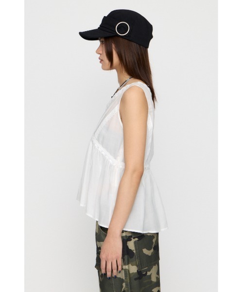 LAGUA GEM（ラグアジェム）の「SOFT LACE NOSLEEVE トップス（タンクトップ・レディース・ブラック/カーキ/ホワイト・FREE）」の10枚目の写真