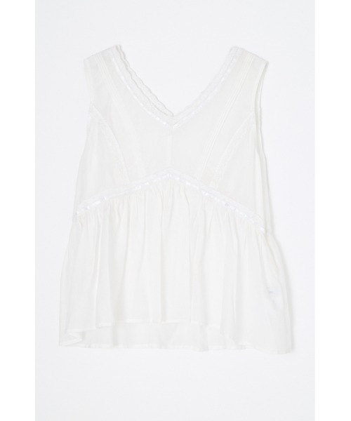 LAGUA GEM（ラグアジェム）の「SOFT LACE NOSLEEVE トップス（タンクトップ・レディース・ブラック/カーキ/ホワイト・FREE）」の7枚目の写真