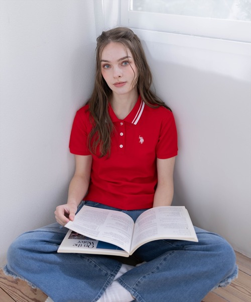 U.S. POLO ASSN.(ユーエスポロアッスン)の「【U.S. POLO ASSN.】clear 別注 鹿の子ポロシャツ(ポロシャツ・レディース・ネイビー/アイボリー/レッド/ブルー・F)」の4枚目の写真