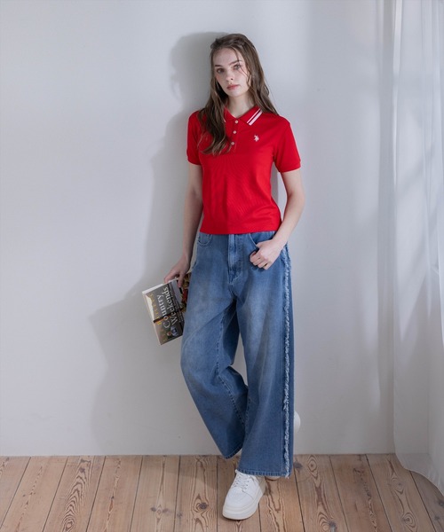 U.S. POLO ASSN.(ユーエスポロアッスン)の「【U.S. POLO ASSN.】clear 別注 鹿の子ポロシャツ(ポロシャツ・レディース・ネイビー/アイボリー/レッド/ブルー・F)」の8枚目の写真