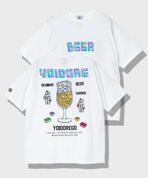 go slow caravan(ゴースローキャラバン)の「YOIDORE/酔いどれ ブロックビール TEE(Tシャツ/カットソー・メンズ・ホワイト/ライトグリーン・X-LARGE/LARGE/MEDIUM)」の1枚目の写真