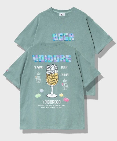 go slow caravan(ゴースローキャラバン)の「YOIDORE/酔いどれ ブロックビール TEE(Tシャツ/カットソー・メンズ・ホワイト/ライトグリーン・X-LARGE/LARGE/MEDIUM)」の2枚目の写真