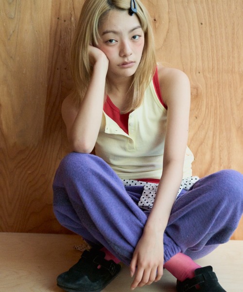 common gull products.(コモンガルプロダクツ)の「ひとえふたえパックタンク**芽心(タンクトップ・レディース・サックスブルー系/ベージュ系/ブルー/ライム/ネイビー・フリー)」の22枚目の写真