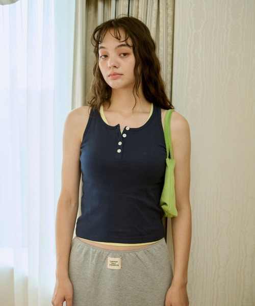 common gull products.(コモンガルプロダクツ)の「ひとえふたえパックタンク**芽心(タンクトップ・レディース・サックスブルー系/ベージュ系/ブルー/ライム/ネイビー・フリー)」の11枚目の写真