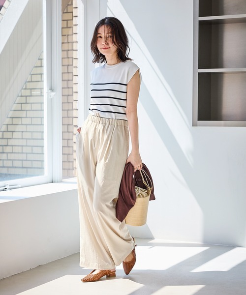 ROPE' PICNIC(ロペピクニック)の「レーヨンナイロンイージーワイドパンツ/UVカット(その他パンツ・レディース・サックスブルー/オフホワイト/チャコールグレー/ネイビー・S/M/L)」の6枚目の写真