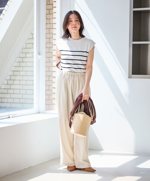 ROPE' PICNIC(ロペピクニック)の「レーヨンナイロンイージーワイドパンツ/UVカット(その他パンツ・レディース・サックスブルー/オフホワイト/チャコールグレー/ネイビー・S/M/L)」の8枚目の写真