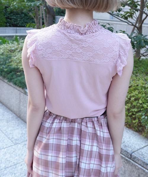 axes femme POETIQUE(アクシーズファムポエティック)の「ローズ×リボン装飾切替タンク(タンクトップ・レディース・ブラック/ホワイト/ピンク・MEDIUM)」の12枚目の写真