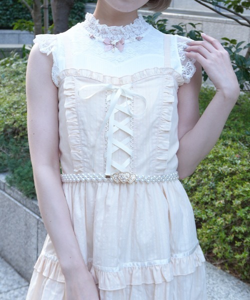 axes femme POETIQUE(アクシーズファムポエティック)の「ローズ×リボン装飾切替タンク(タンクトップ・レディース・ブラック/ホワイト/ピンク・MEDIUM)」の8枚目の写真