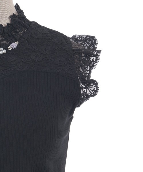 axes femme POETIQUE(アクシーズファムポエティック)の「ローズ×リボン装飾切替タンク(タンクトップ・レディース・ブラック/ホワイト/ピンク・MEDIUM)」の22枚目の写真