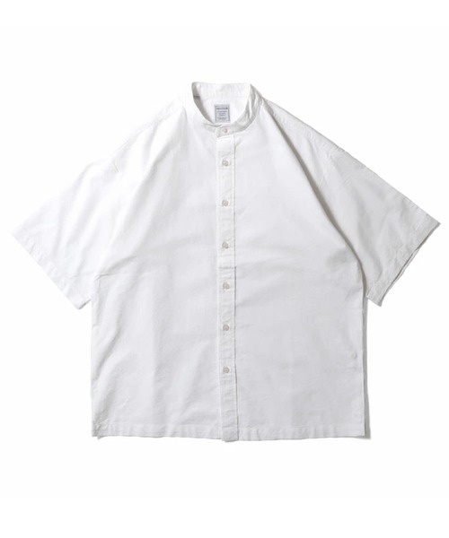 HOUSTON(ヒューストン)の「HOUSTON ヒューストン OXFORD S/S BAND COLLAR SHIRT オックスフォード バンドカラーシャツ 半袖(シャツ/ブラウス・メンズ・ピンク/ネイビー/オリーブ/ブラック/ホワイト・15.5/16.5/17.5)」の10枚目の写真