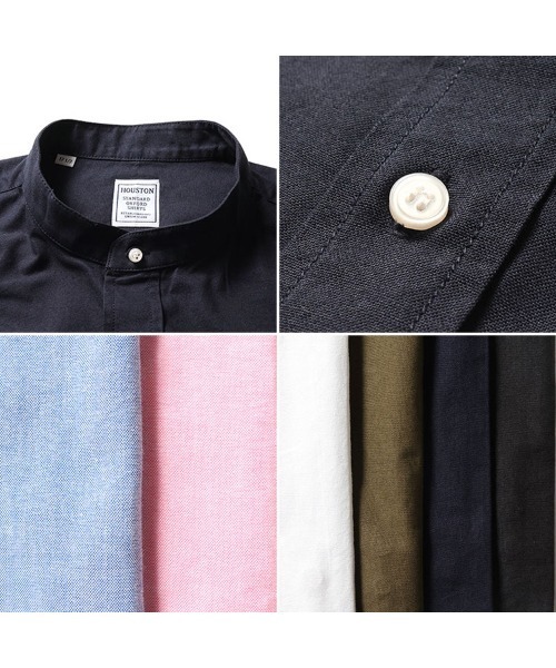 HOUSTON(ヒューストン)の「HOUSTON ヒューストン OXFORD S/S BAND COLLAR SHIRT オックスフォード バンドカラーシャツ 半袖(シャツ/ブラウス・メンズ・ピンク/ネイビー/オリーブ/ブラック/ホワイト・15.5/16.5/17.5)」の8枚目の写真