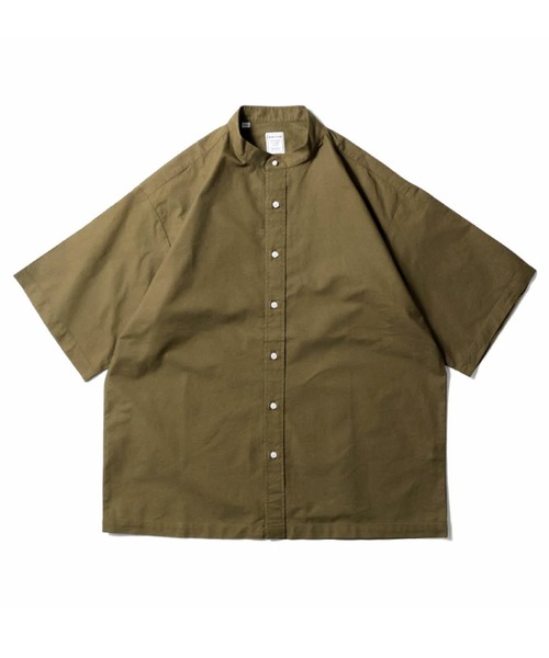 HOUSTON(ヒューストン)の「HOUSTON ヒューストン OXFORD S/S BAND COLLAR SHIRT オックスフォード バンドカラーシャツ 半袖(シャツ/ブラウス・メンズ・ピンク/ネイビー/オリーブ/ブラック/ホワイト・15.5/16.5/17.5)」の12枚目の写真
