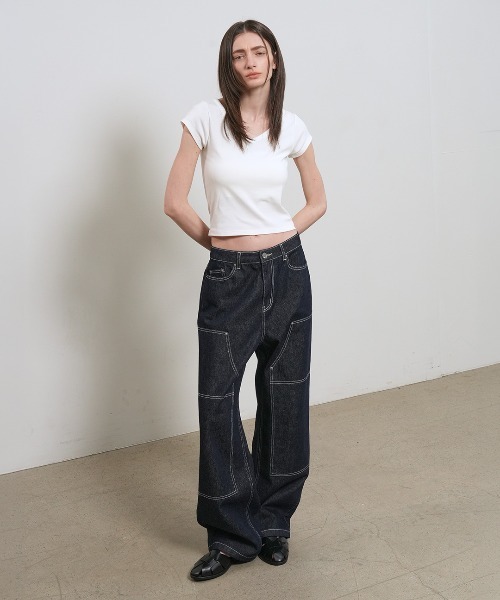 GENERAL IDEA(ジェネラルアイデア)の「【GENERAL IDEA】デイリー ショートスリーブ Vネック半袖Tシャツ / DAILY SHORT SLEEVE V-NECK T-SHIRT(Tシャツ/カットソー・レディース・ブラック/カーキ/パープル/ホワイト・S/M/L)」の9枚目の写真