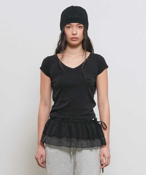 GENERAL IDEA(ジェネラルアイデア)の「【GENERAL IDEA】デイリー ショートスリーブ Vネック半袖Tシャツ / DAILY SHORT SLEEVE V-NECK T-SHIRT(Tシャツ/カットソー・レディース・ブラック/カーキ/パープル/ホワイト・S/M/L)」の13枚目の写真