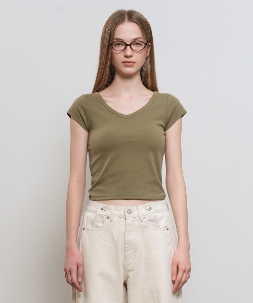 GENERAL IDEA(ジェネラルアイデア)の「【GENERAL IDEA】デイリー ショートスリーブ Vネック半袖Tシャツ / DAILY SHORT SLEEVE V-NECK T-SHIRT(Tシャツ/カットソー・レディース・ブラック/カーキ/パープル/ホワイト・S/M/L)」の21枚目の写真