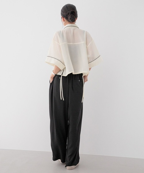 HEREIAM(ヘレイアム)の「【HEREIAM】トレンドのパジャマ風!パイピングシアーシャツ(シャツ/ブラウス・レディース・アイボリー/ミント/ブラック・FREE)」の20枚目の写真