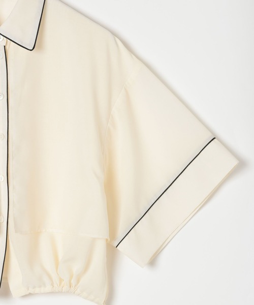 HEREIAM(ヘレイアム)の「【HEREIAM】トレンドのパジャマ風!パイピングシアーシャツ(シャツ/ブラウス・レディース・アイボリー/ミント/ブラック・FREE)」の5枚目の写真
