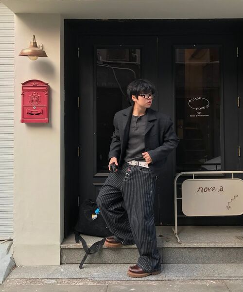 GARMENTS FAB（ガーメンツファブ）の「Pin Stripe Denim Pants (BLACK)（デニムパンツ・レディース・その他・MEDIUM/LARGE）」の3枚目の写真