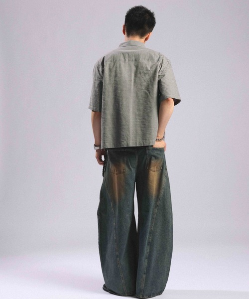 RAGEBLUE(レイジブルー)の「Mini Check Short Shirt/ミニチェック柄ショートシャツ(シャツ/ブラウス・メンズ・グリーン/ライトブルー/ネイビー・LARGE/MEDIUM)」の7枚目の写真