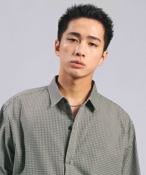 RAGEBLUE(レイジブルー)の「Mini Check Short Shirt/ミニチェック柄ショートシャツ(シャツ/ブラウス・メンズ・グリーン/ライトブルー/ネイビー・LARGE/MEDIUM)」の12枚目の写真
