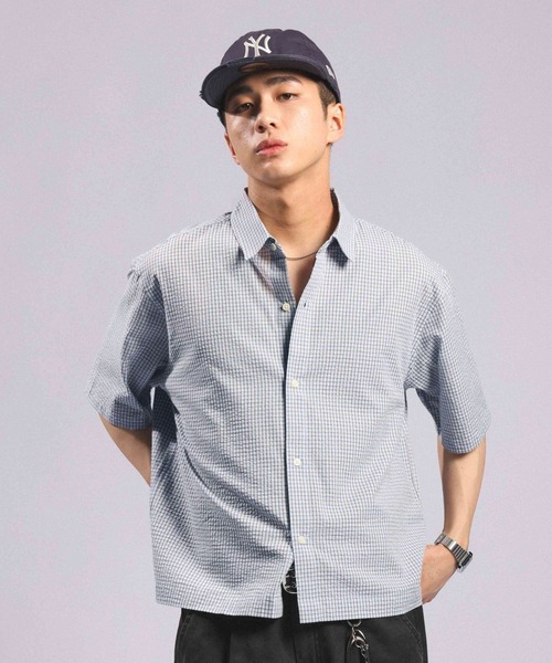 RAGEBLUE(レイジブルー)の「Mini Check Short Shirt/ミニチェック柄ショートシャツ(シャツ/ブラウス・メンズ・グリーン/ライトブルー/ネイビー・LARGE/MEDIUM)」の18枚目の写真