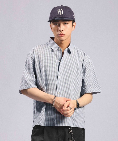 RAGEBLUE(レイジブルー)の「Mini Check Short Shirt/ミニチェック柄ショートシャツ(シャツ/ブラウス・メンズ・グリーン/ライトブルー/ネイビー・LARGE/MEDIUM)」の19枚目の写真