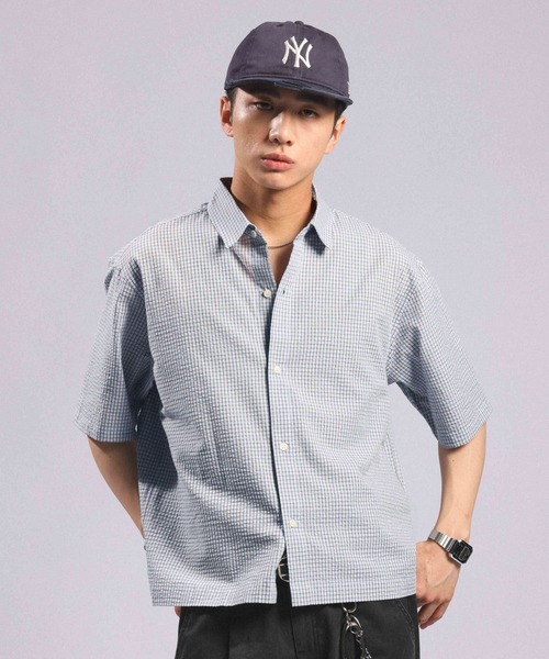 RAGEBLUE(レイジブルー)の「Mini Check Short Shirt/ミニチェック柄ショートシャツ(シャツ/ブラウス・メンズ・グリーン/ライトブルー/ネイビー・LARGE/MEDIUM)」の20枚目の写真