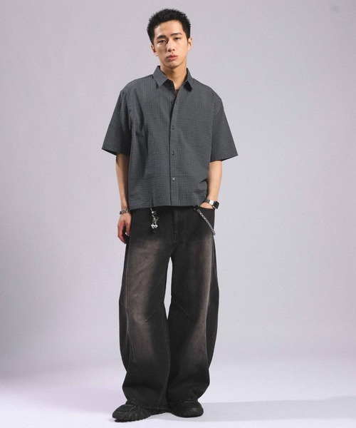 RAGEBLUE(レイジブルー)の「Mini Check Short Shirt/ミニチェック柄ショートシャツ(シャツ/ブラウス・メンズ・グリーン/ライトブルー/ネイビー・LARGE/MEDIUM)」の21枚目の写真