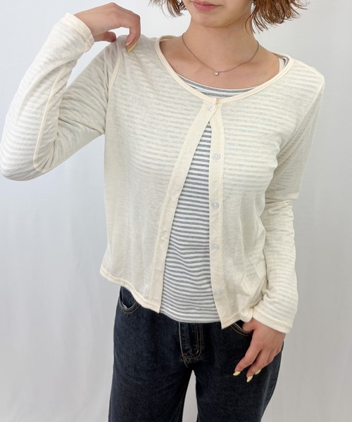frunco(フランコ)の「【ZOZOTOWN限定】無地クルーネックシアーカーディガン(カーディガン/ボレロ・レディース・ホワイト/イエロー/アイボリー/ブルー・FREE)」の2枚目の写真