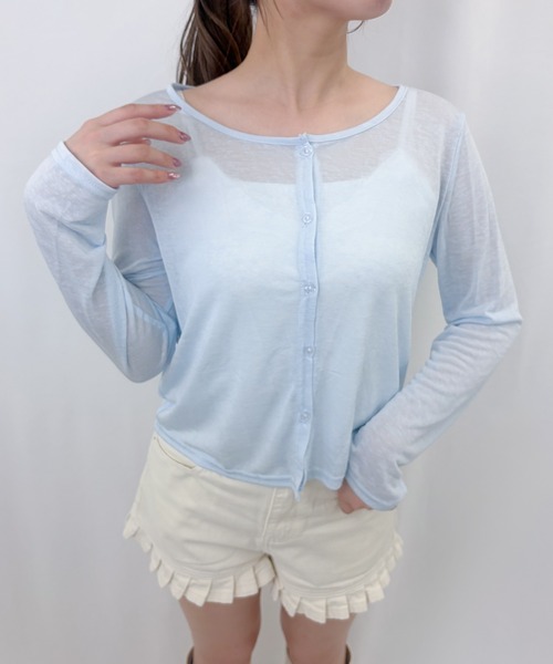 frunco(フランコ)の「【ZOZOTOWN限定】無地クルーネックシアーカーディガン(カーディガン/ボレロ・レディース・ホワイト/イエロー/アイボリー/ブルー・FREE)」の8枚目の写真