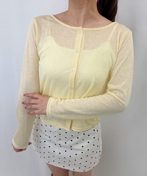 frunco(フランコ)の「【ZOZOTOWN限定】無地クルーネックシアーカーディガン(カーディガン/ボレロ・レディース・ホワイト/イエロー/アイボリー/ブルー・FREE)」の6枚目の写真