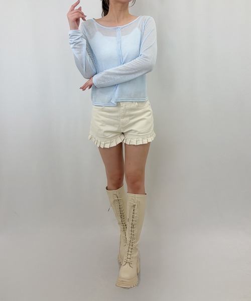 frunco(フランコ)の「【ZOZOTOWN限定】無地クルーネックシアーカーディガン(カーディガン/ボレロ・レディース・ホワイト/イエロー/アイボリー/ブルー・FREE)」の7枚目の写真