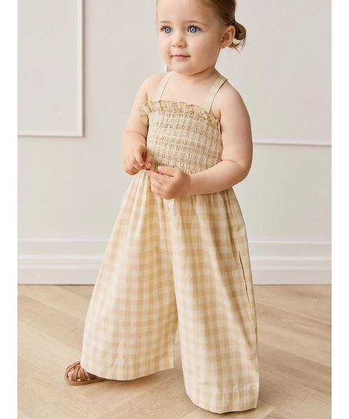 セール】ギンガムチェックジャンプスーツGingham Pale Khaki
