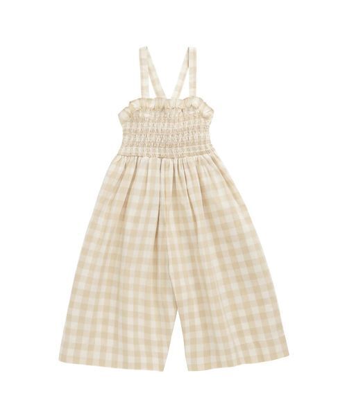 セール】ギンガムチェックジャンプスーツGingham Pale Khaki