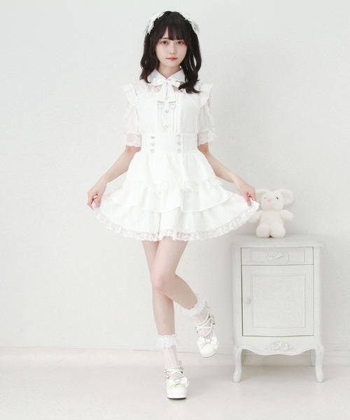 DearMyLove(ディアマイラブ)の「レースフリルハートビジューブラウス(シャツ/ブラウス・レディース・ブラック/ピンク/ホワイト・3L/LARGE/MEDIUM)」の4枚目の写真