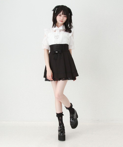 DearMyLove(ディアマイラブ)の「レースフリルハートビジューブラウス(シャツ/ブラウス・レディース・ブラック/ピンク/ホワイト・3L/LARGE/MEDIUM)」の9枚目の写真