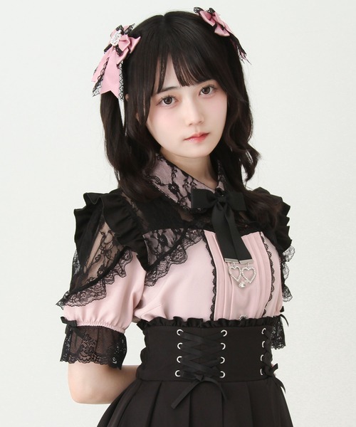 DearMyLove(ディアマイラブ)の「レースフリルハートビジューブラウス(シャツ/ブラウス・レディース・ブラック/ピンク/ホワイト・3L/LARGE/MEDIUM)」の11枚目の写真
